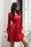 Borgonha fora Shouder Short Prom Dress