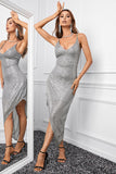 Vestido de baile de lantejoulas assimétrica da Borgonha