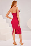 Vestido de cocktail de bodycon de bodycon sem alças da Borgonha