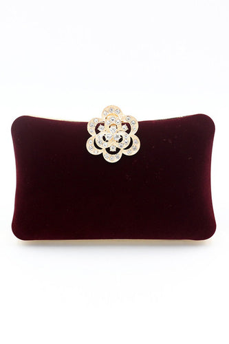 Bolsa de ombro de veludo de veludo borgonha