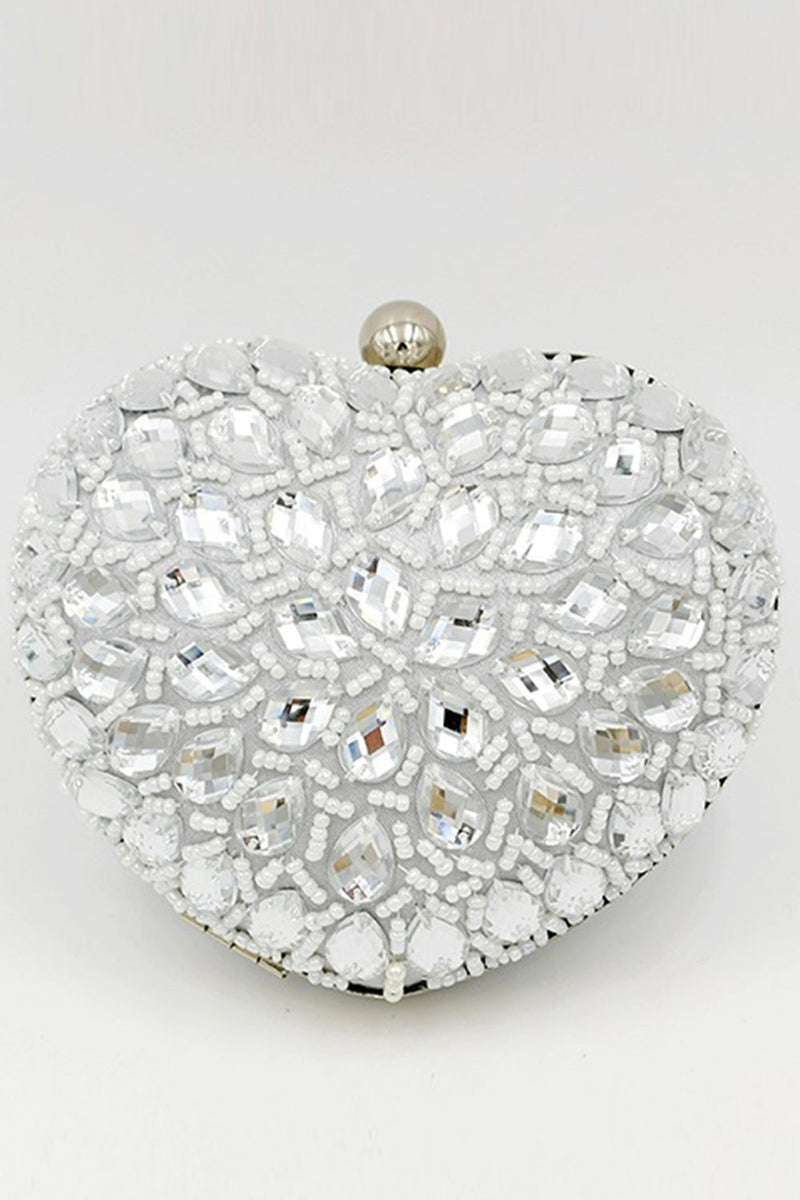 Carregar imagem no visualizador da galeria, Embraiagem de festa em forma de coração de contas de prata