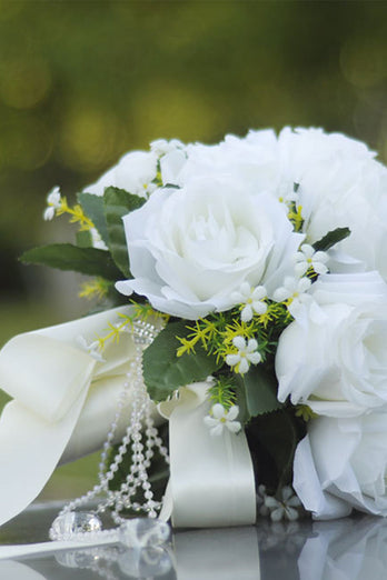 Bouquet de dama de honra rosa branca