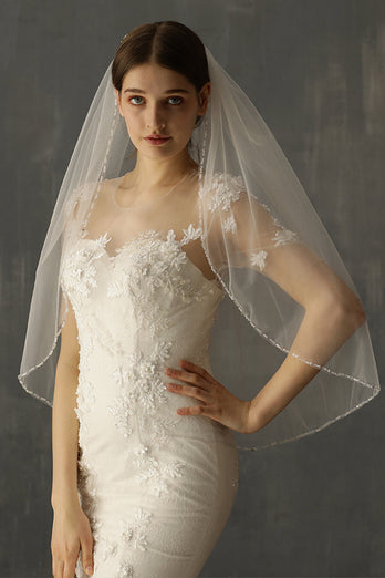 Véu de noiva de bico artesanal branco
