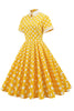Carregar imagem no visualizador da galeria, Vestido amarelo polka dots primavera 1950