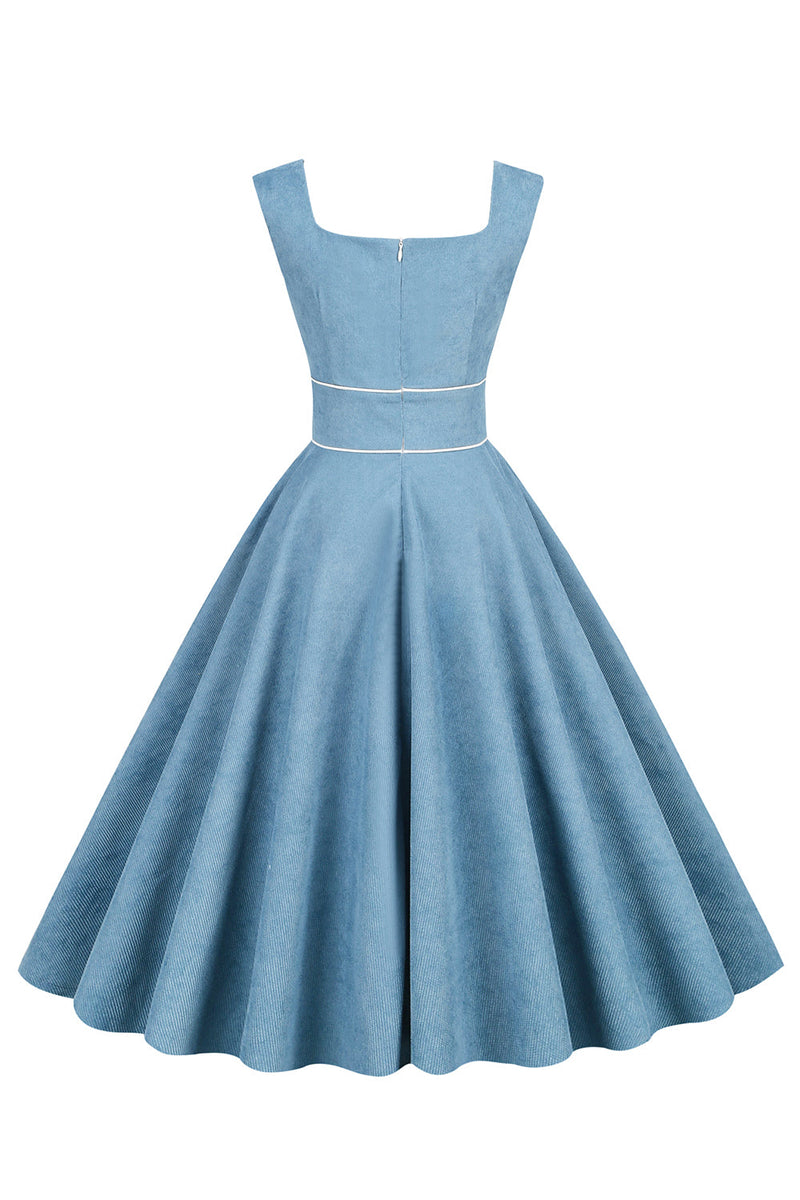 Carregar imagem no visualizador da galeria, Vestido amarelo do pescoço quadrado de 1950