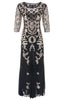 Carregar imagem no visualizador da galeria, Vestido preto de lantejoulas douradas de 1920