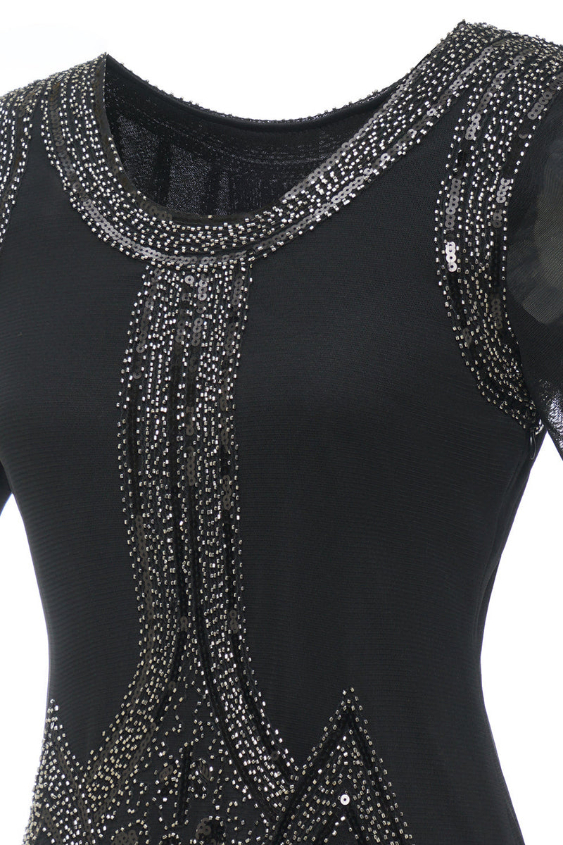 Carregar imagem no visualizador da galeria, Vestido de beed franja de lantejoulas luxuosas de 1920