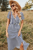 Vestido listrado da Marinha vestido casual de verão