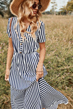 Vestido listrado da Marinha vestido casual de verão