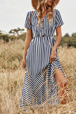 Vestido listrado da Marinha vestido casual de verão