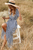 Vestido listrado da Marinha vestido casual de verão