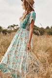Imprimir vestido boho de verão verde