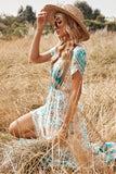 Imprimir vestido boho de verão verde