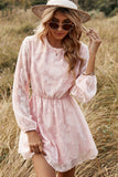 Vestido casual de verão de mangas compridas cor-de-rosa