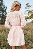 Vestido casual de verão de mangas compridas cor-de-rosa
