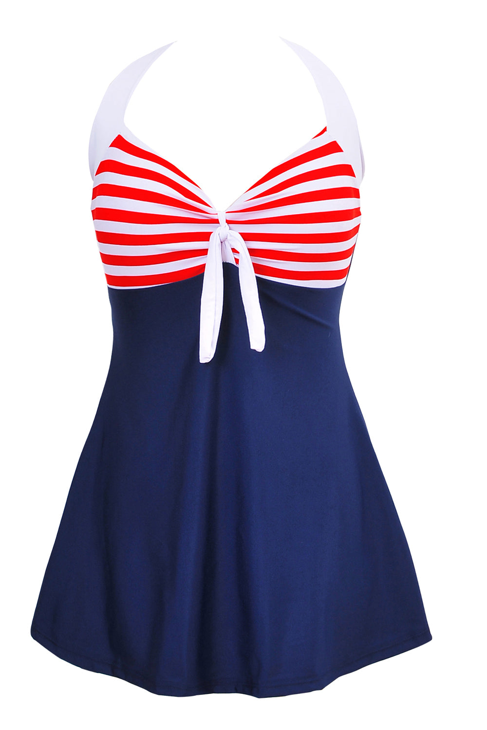Roupa de banho marinha e vermelha