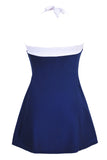 Roupa de banho marinha e vermelha