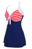 Roupa de banho marinha e vermelha