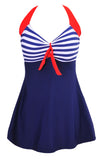 Roupa de banho marinha e vermelha