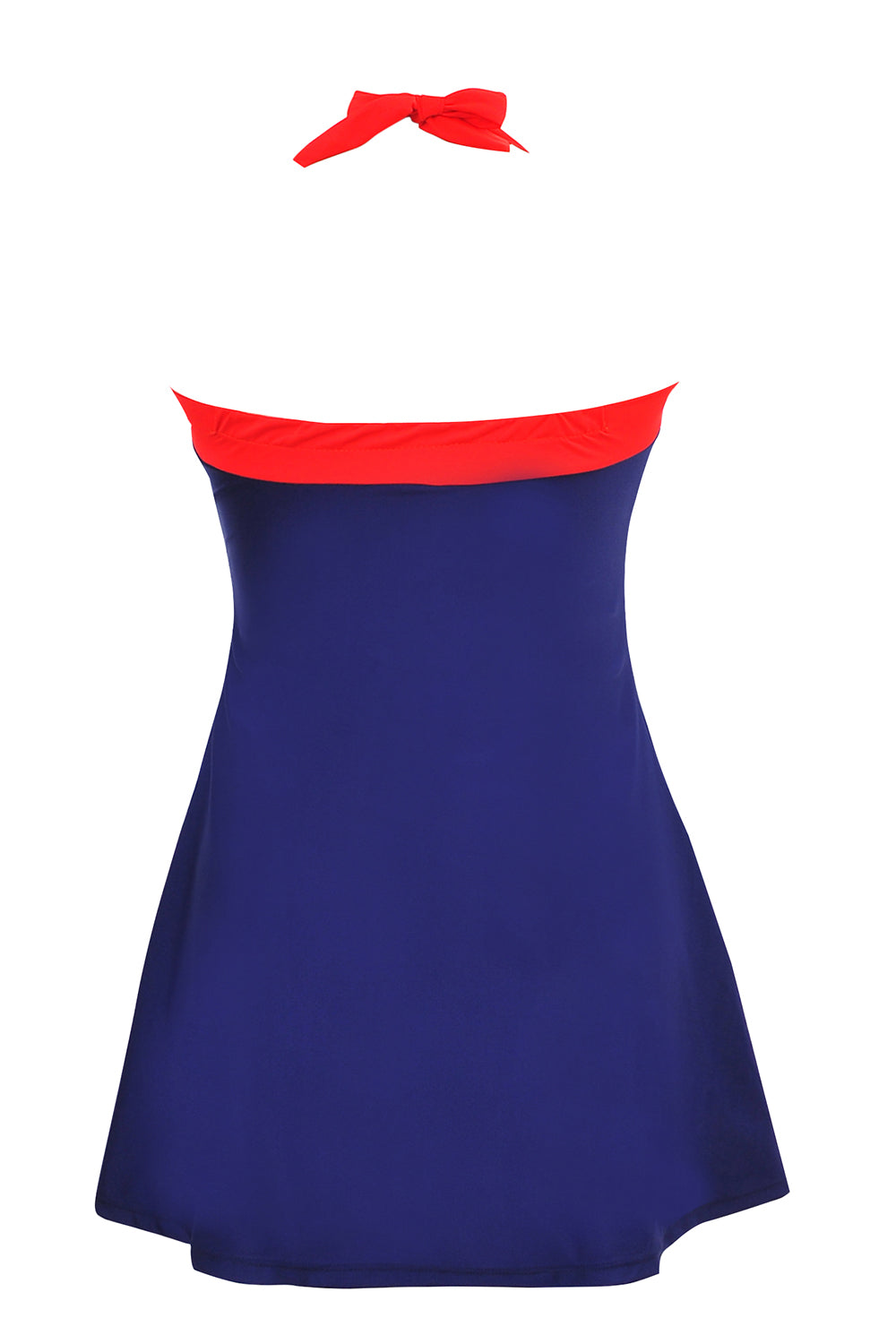 Roupa de banho marinha e vermelha