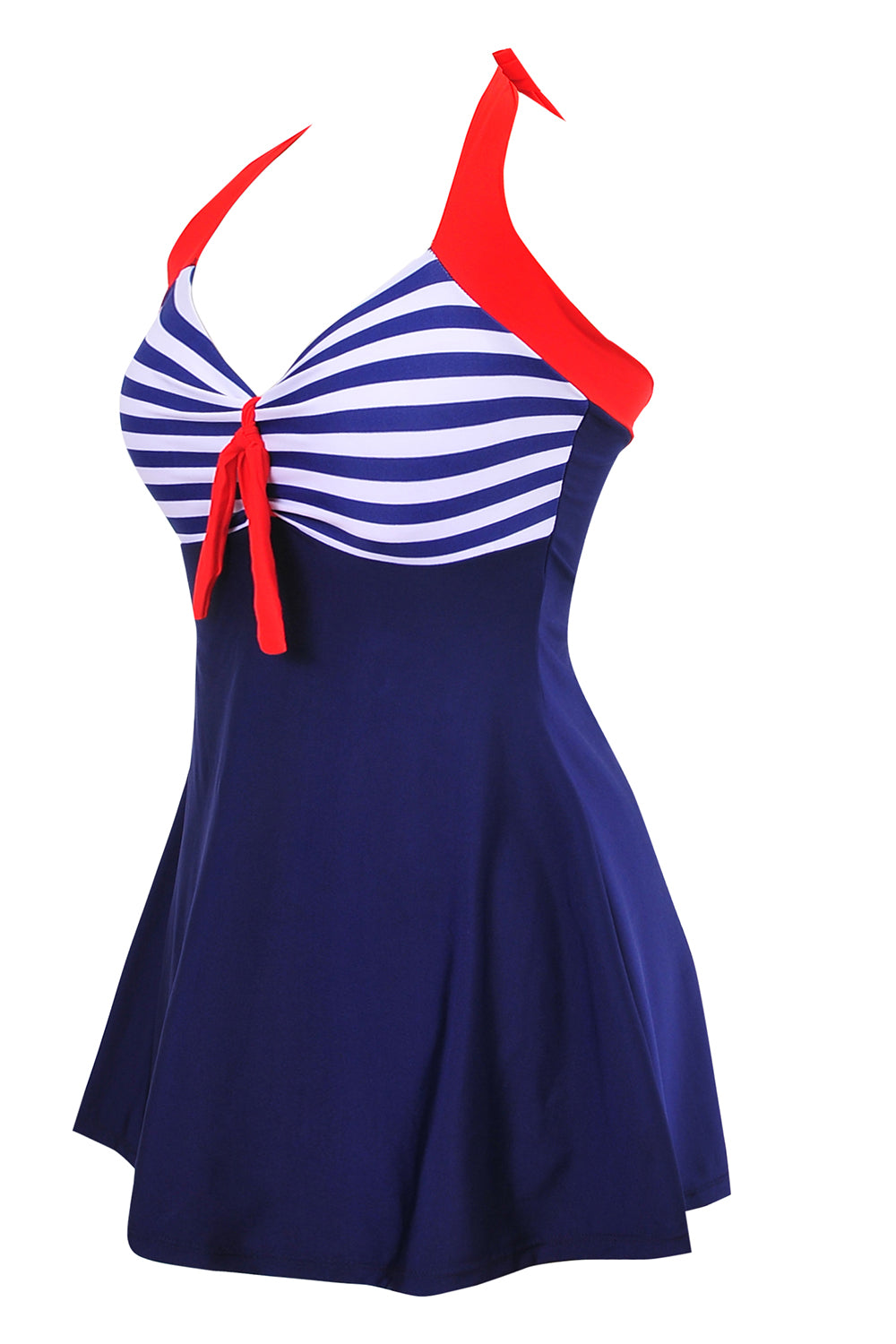 Roupa de banho marinha e vermelha