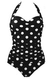 Mais tamanho branco branco polka dots swimwear