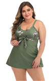 Mais tamanho exército verde traje de banho floral