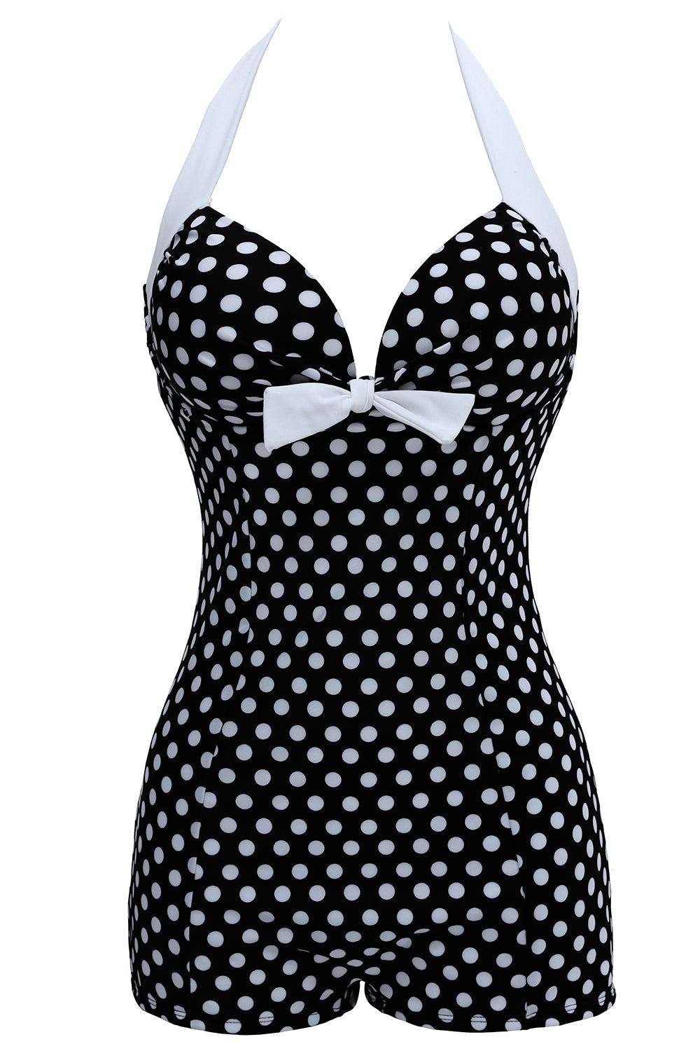 Mais tamanho preto e branco Polka Dots Calções de banho