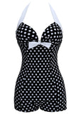 Mais tamanho preto e branco Polka Dots Calções de banho