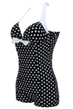 Mais tamanho preto e branco Polka Dots Calções de banho