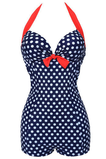 Mais tamanho preto e branco Polka Dots Calções de banho