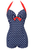 Mais tamanho preto e branco Polka Dots Calções de banho