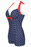Mais tamanho preto e branco Polka Dots Calções de banho