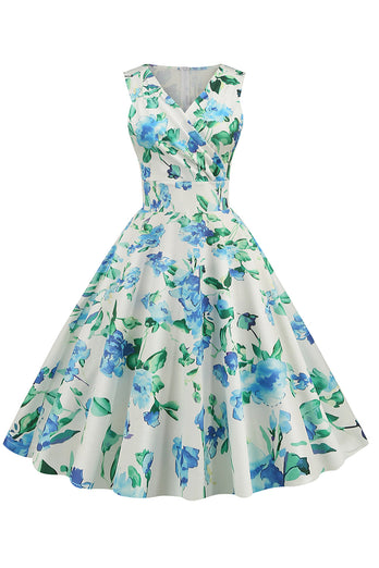 Vestido vintage azul claro v 1950s