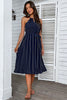 Carregar imagem no visualizador da galeria, Halter Polka Dots Royal Blue Summer Dress