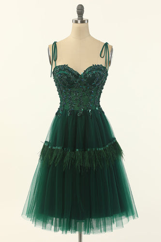 Vestido de baile de tulle de missanga verde