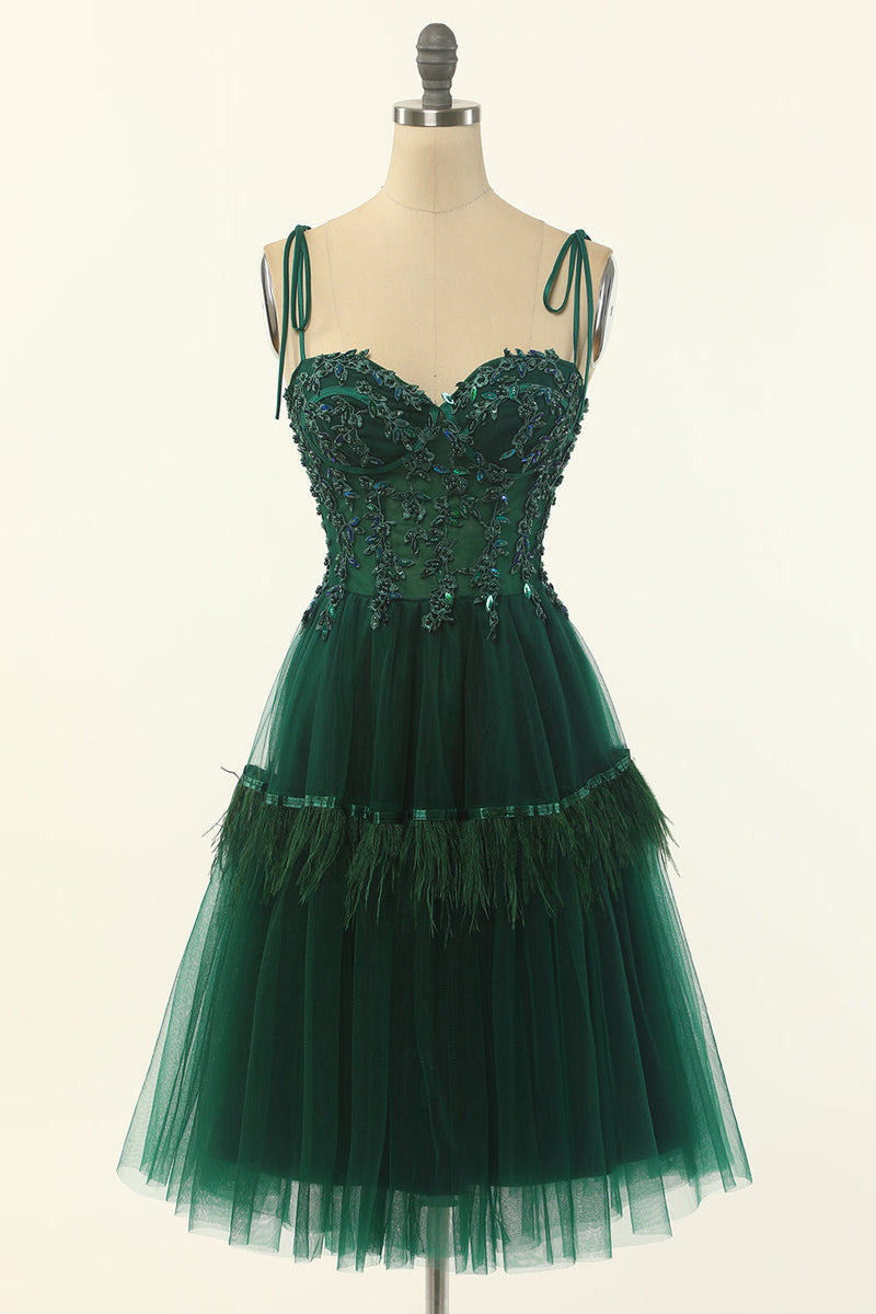 Carregar imagem no visualizador da galeria, Vestido de baile de tulle de missanga verde