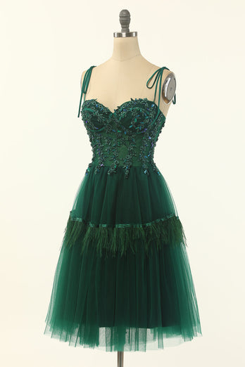 Vestido de baile de tulle de missanga verde