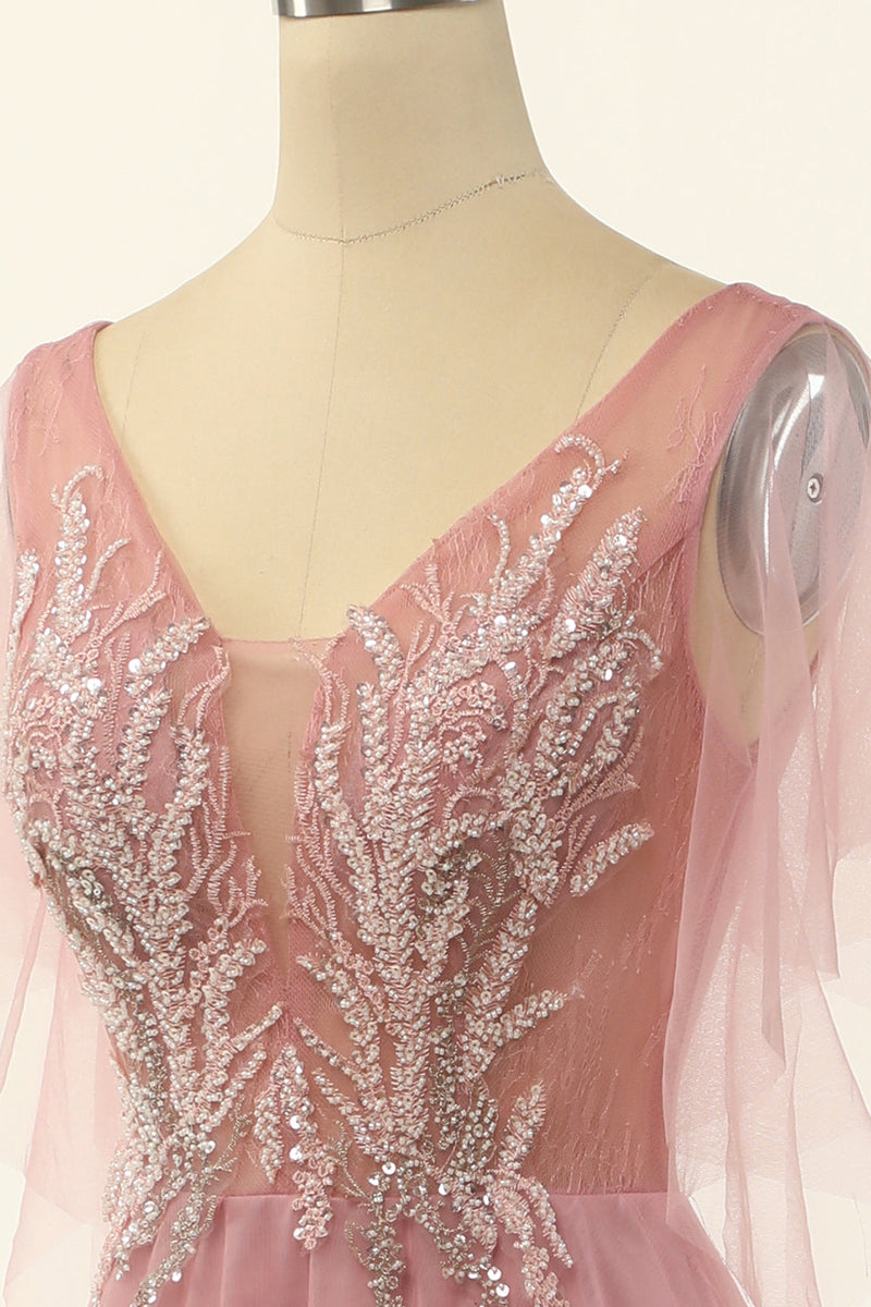 Carregar imagem no visualizador da galeria, Blush Beading Tulle A-line Vestido de baile