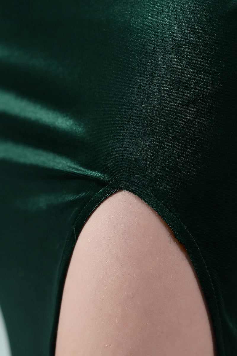 Carregar imagem no visualizador da galeria, Vestido de baile de baile de pescoço da sereia verde escura Bateau