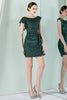 Carregar imagem no visualizador da galeria, Vestido de coquetel de bodycon de pescoço de bateau verde escuro