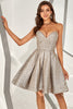 Carregar imagem no visualizador da galeria, Vestido de homecoming curto da grey sweetheart prata