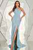 Carregar imagem no visualizador da galeria, Um ombro lantejoula sereia longo vestido de baile