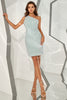 Carregar imagem no visualizador da galeria, Sky Blue One Ombro Sequin Homecoming Dress