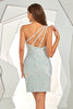 Carregar imagem no visualizador da galeria, Sky Blue One Ombro Sequin Homecoming Dress