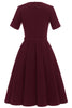 Carregar imagem no visualizador da galeria, Borgonha 1950 Swing Dress com cinto