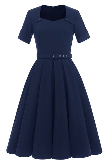 Borgonha 1950 Swing Dress com cinto