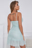 Carregar imagem no visualizador da galeria, Alças de espaguete de sheath light verde curto vestido de homecoming