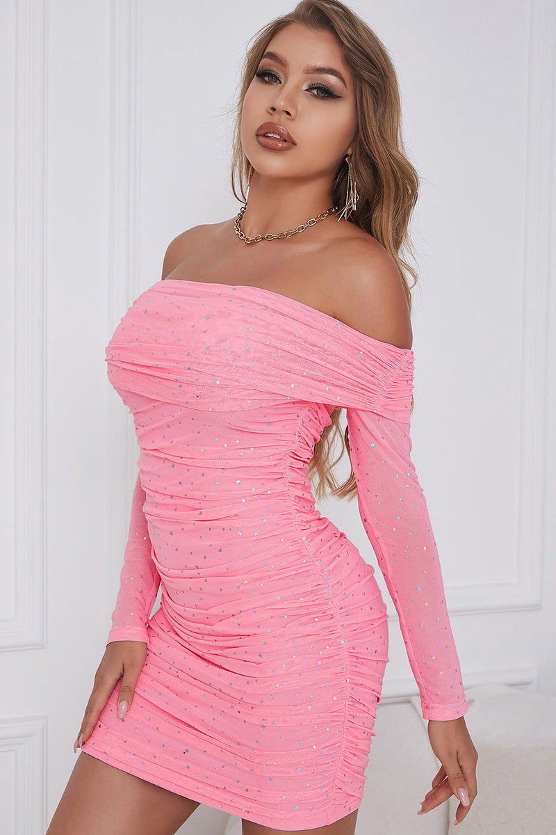 Carregar imagem no visualizador da galeria, Sheath Off the Shoulder Coral Short Homecoming Dress