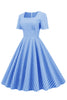 Carregar imagem no visualizador da galeria, Listras Mangas Curtas 1950 Swing Dress